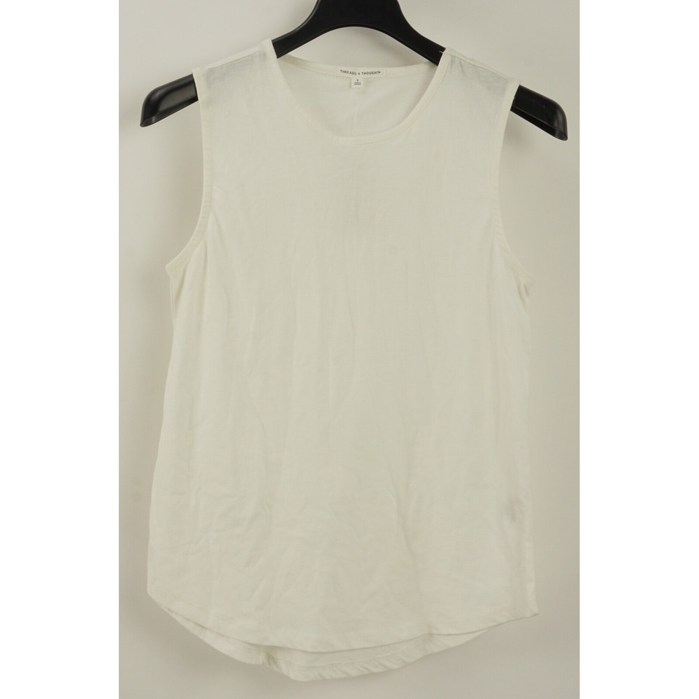 New Threads 4 Thought Women's Small White Organic Cotton Blend Jersey Tank Top